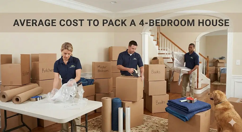 average cost to pack a 4 bedroom house before moving