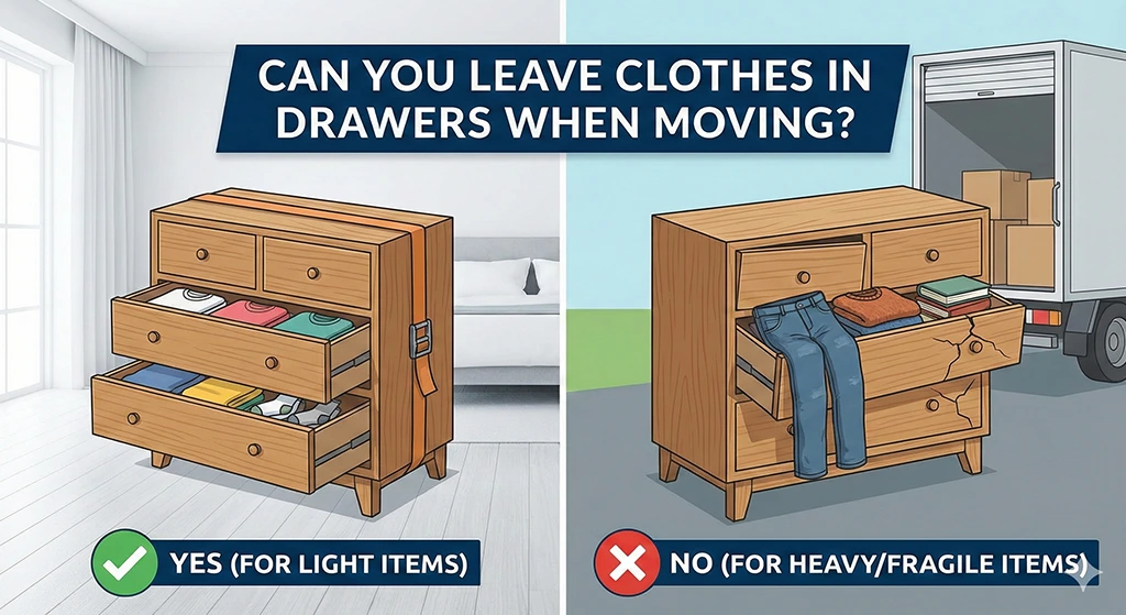 can you leave clothes in drawers when moving dresser