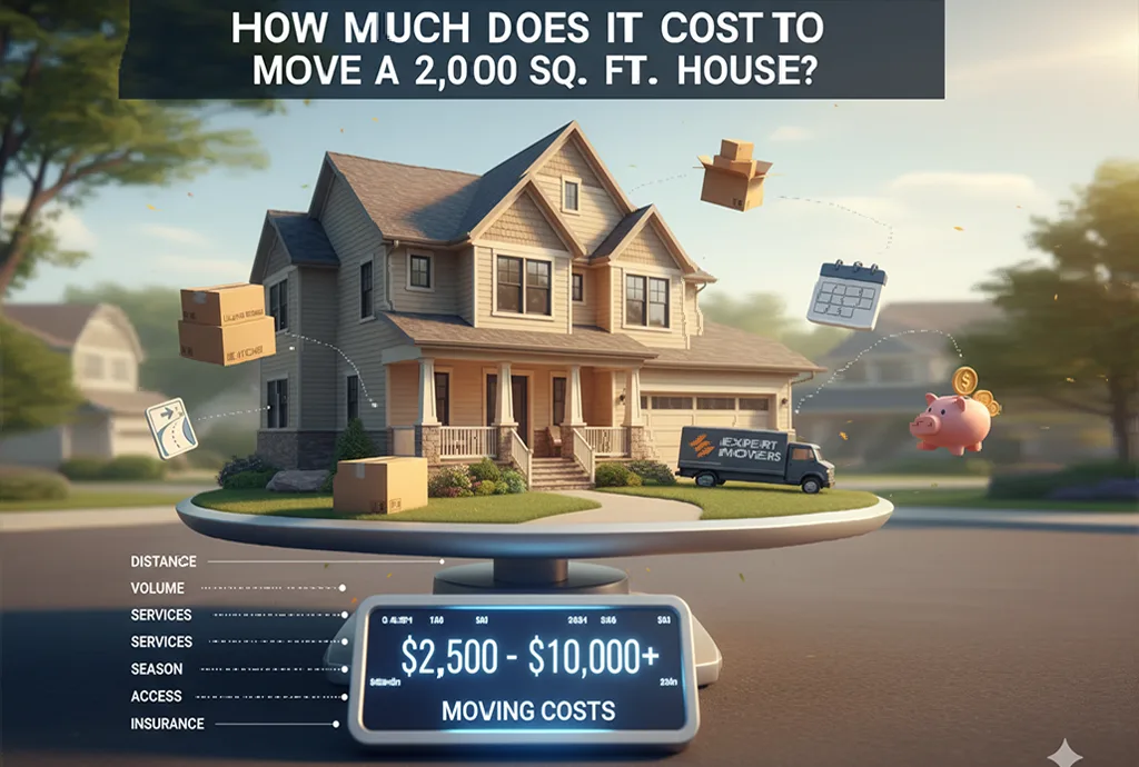 professional movers relocating a 2,000 sq ft house