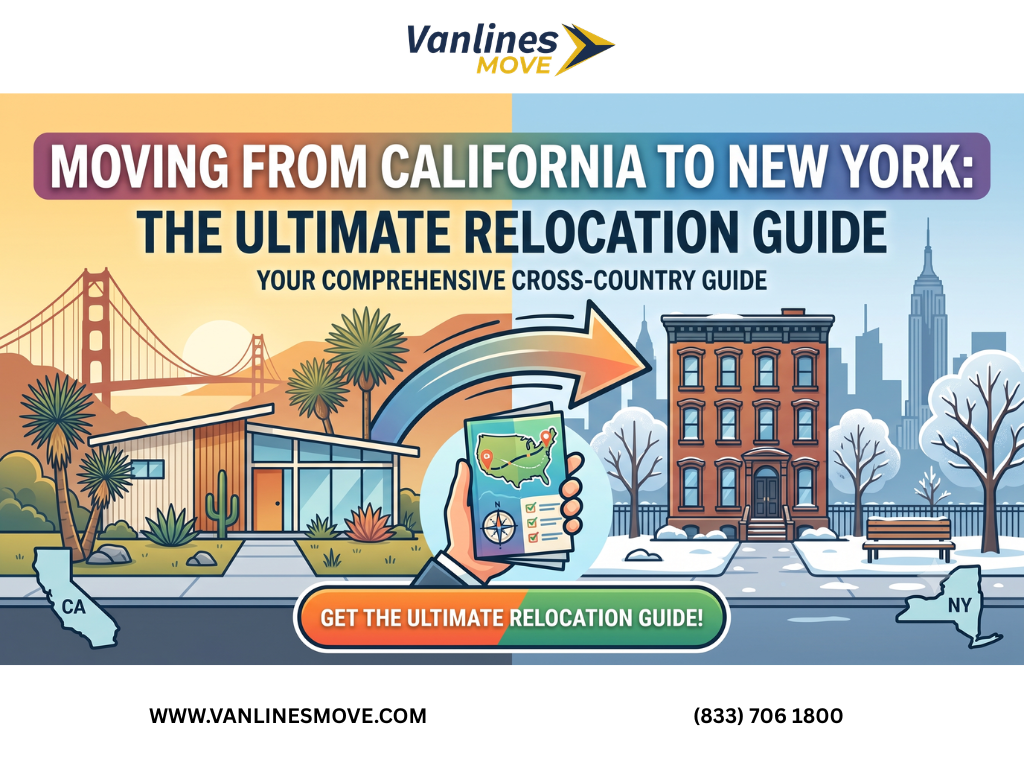 Professional movers loading a truck for a move from California to New York