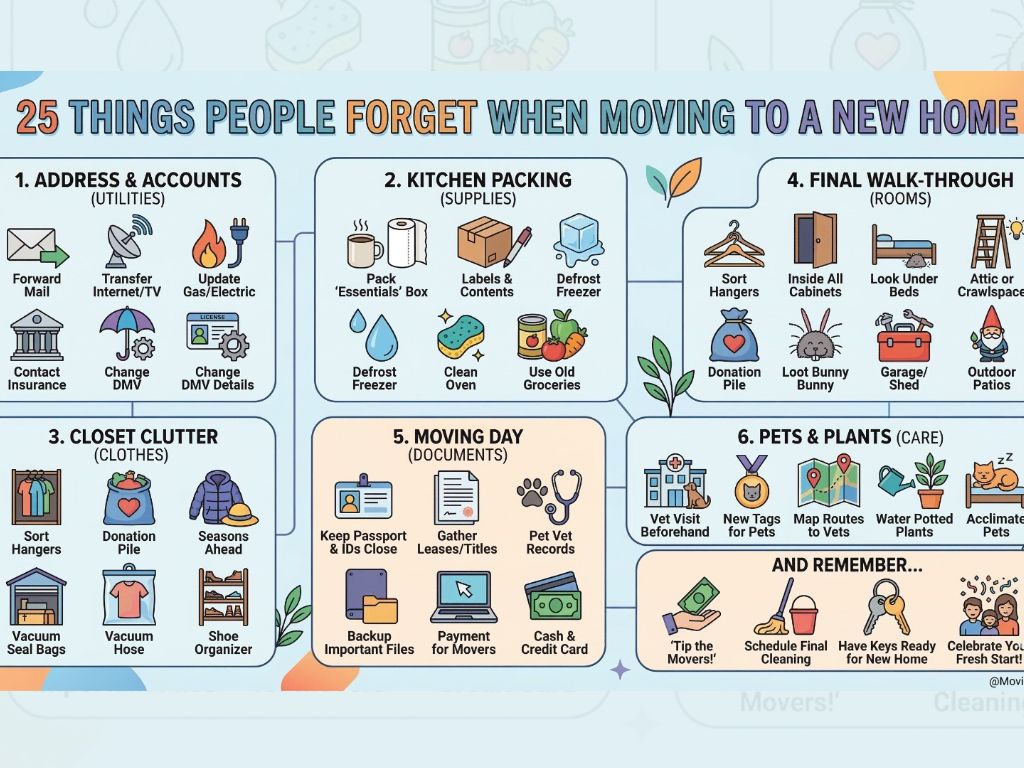 25 things people forget when moving to new home