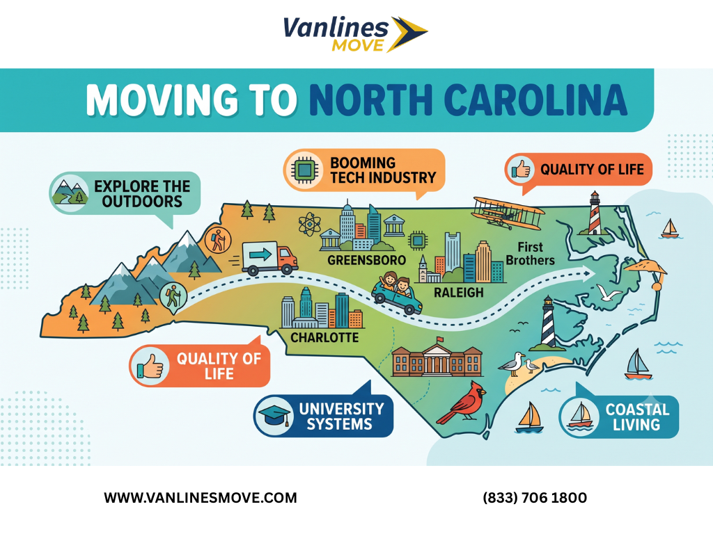 Scenic mountain and coastal landscape in North Carolina