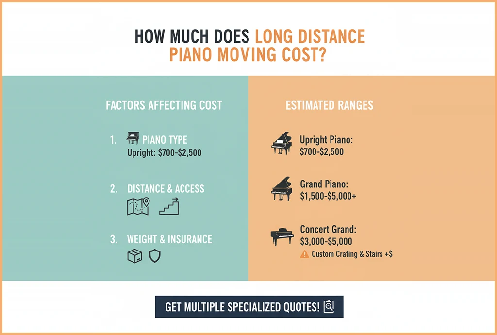 cost to move a piano over long distance, piano movers cost interstate
