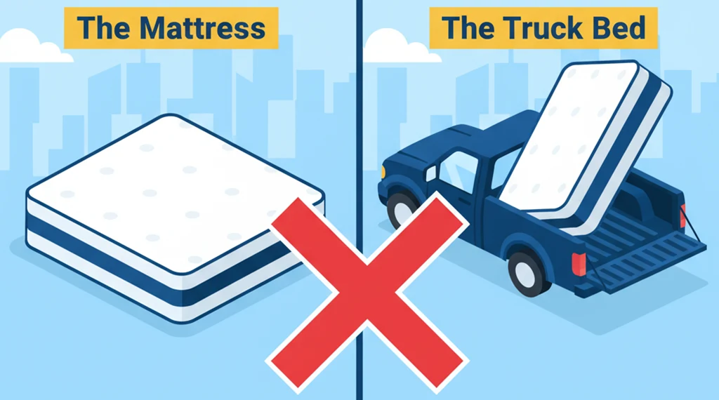 moving king mattress in a pickup truck safely