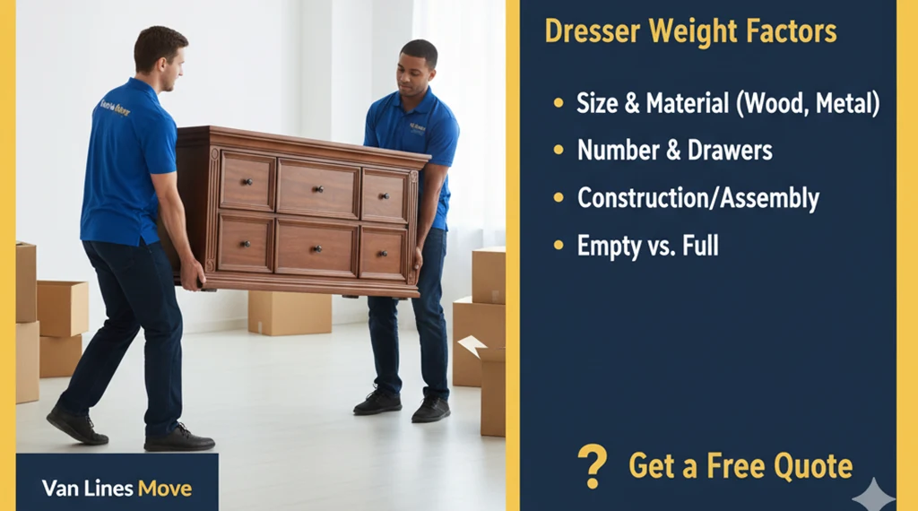 average dresser weight for moving