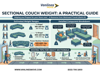 A large sectional couch being moved, illustrating the weight considerations of a sectional sofa.