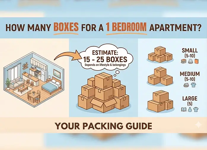 how many moving boxes needed for a 1 bedroom apartment