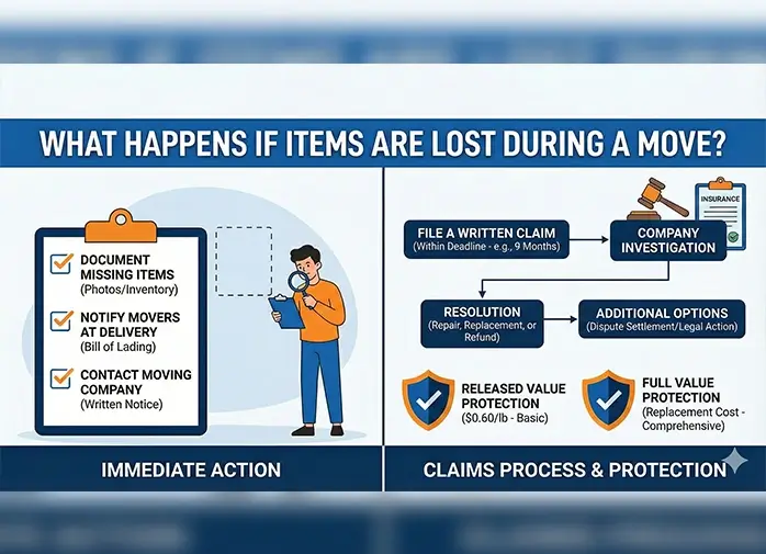 what to do if items are lost during a move and moving claims process