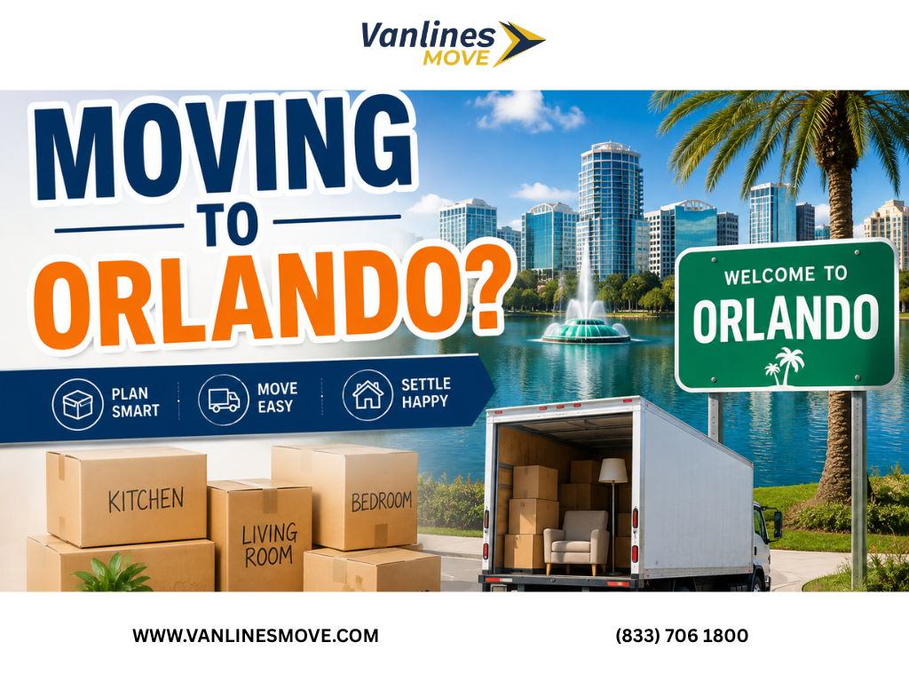Family unpacking boxes after moving to Orlando