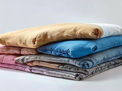 Stack of durable moving blankets protecting furniture during a move