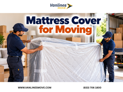 Person using a clear plastic mattress cover for moving to protect their mattress, back, and floors during a home relocation.