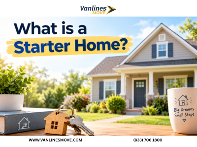 A young couple smiling in front of their first starter home, symbolizing entry-level homeownership.